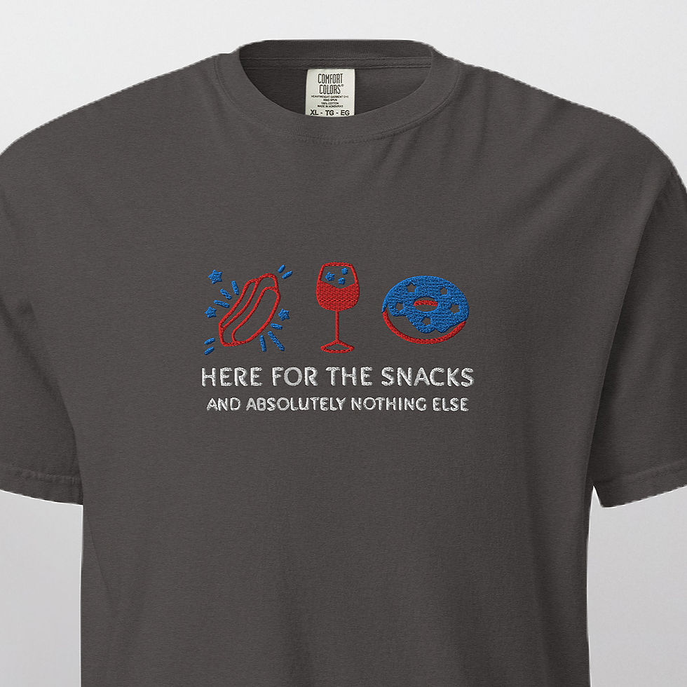 Thumbnail: "Here For The Snacks" Embroidered Cotton T-Shirt (July Fourth⏐Comfort Colors)