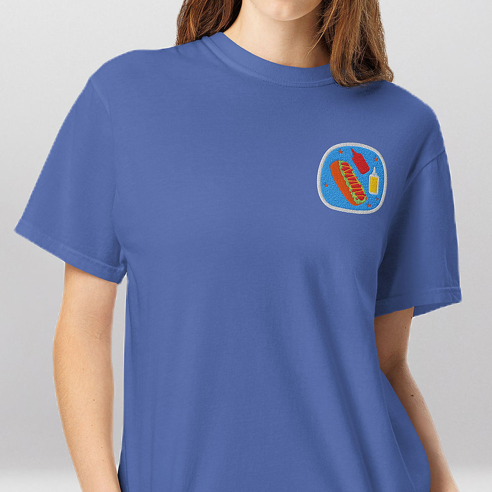 Thumbnail: Embroidered Hotdog Patch Cotton T-Shirt (July Fourth⏐Comfort Colors)