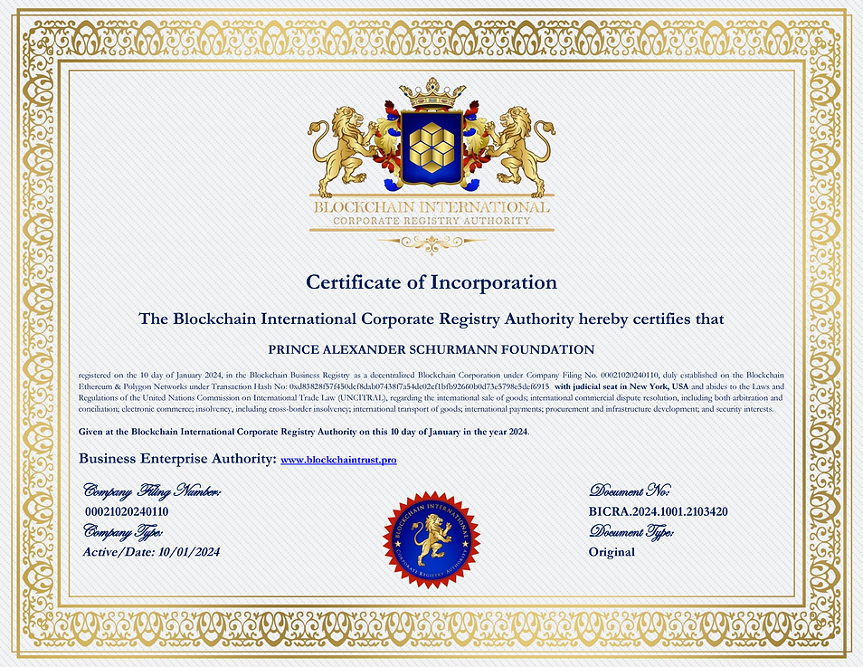 DECENTRALIZED BLOCKCHAIN CORPORATION - CERTIFICATE OF INCORPORATION - LANDSCAPE