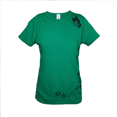 Thumbnail: Women's Green Butterfly Bamboo T-Shirt XS