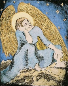 Etching - Hand Colored slumbering angel