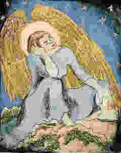 Etching - Hand Colored slumbering angel