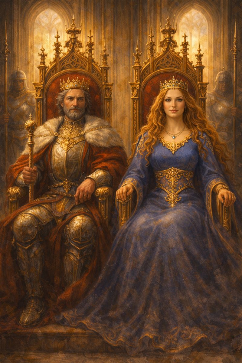 King and queen on throne 