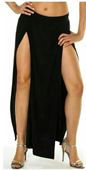 Thumbnail: Black Double Slit Maxi Skirt
