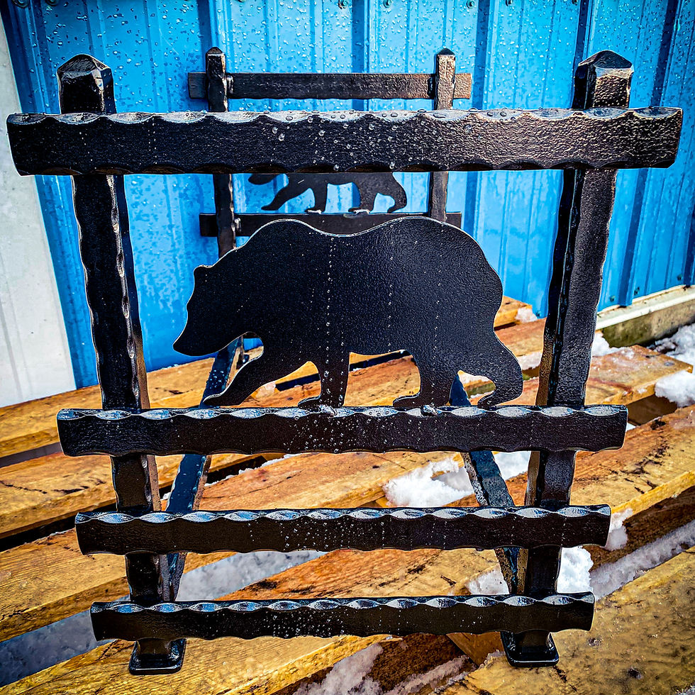 Thumbnail: Hammered Iron Metal Firewood Rack With Silhouette and Indoor OutdoorFinish