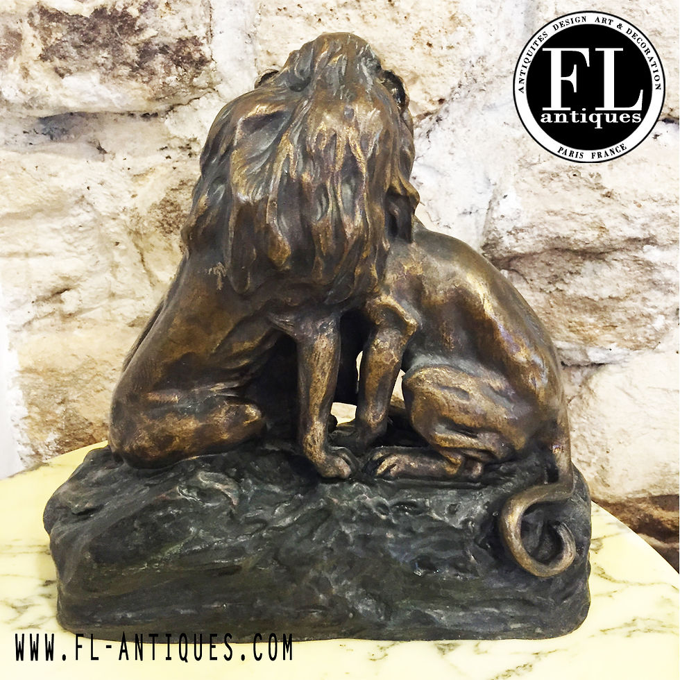Bronze famille de lion par TH Cartier