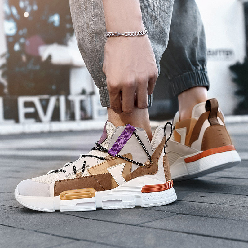 Chikiwiki Men's Summer Plus Size Flyknit Breathable Mesh Surface High-top Board