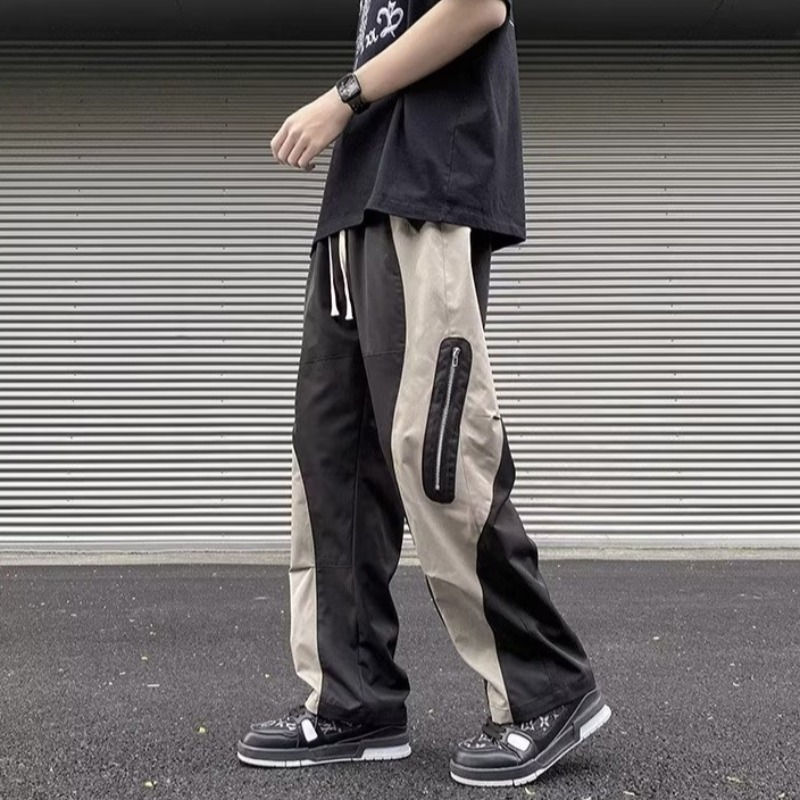 Chikiwiki Zipper Overalls Trendy Ins Loose Color Matching Casual