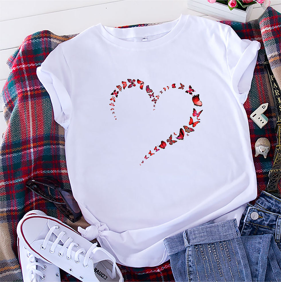 Chikiwiki European And American Love Butterfly Cotton Short Sleeve