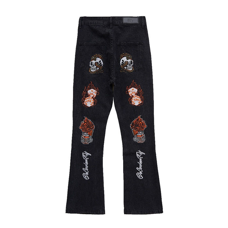 Chikiwiki High Street Hip Hop Embroidered Back Jeans Korean Style Fashion Brand