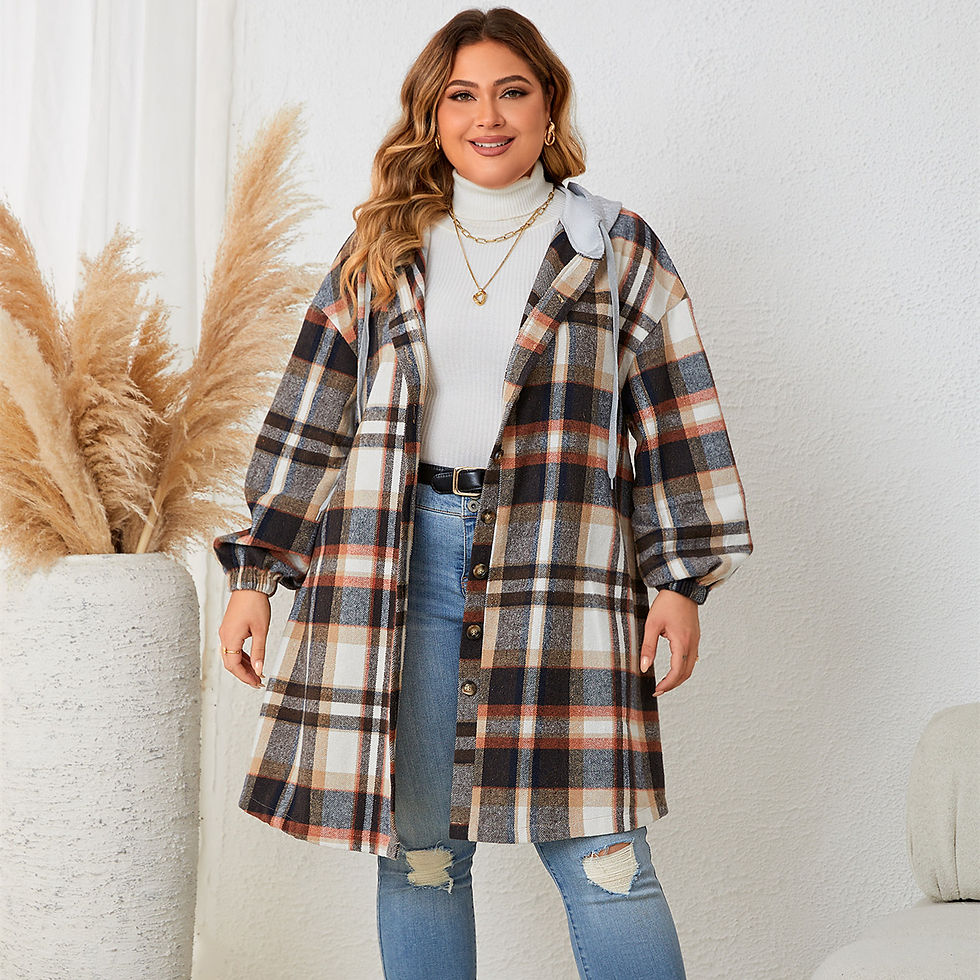 Chikiwiki Autumn And Winter New Women's Clothing Plus-sized Plaid Hooded