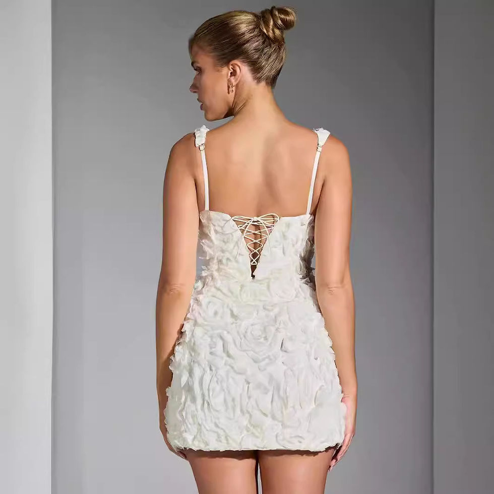 Chikiwiki Graceful Tube Top Splicing Pullover Solid Color Flower Length Dress