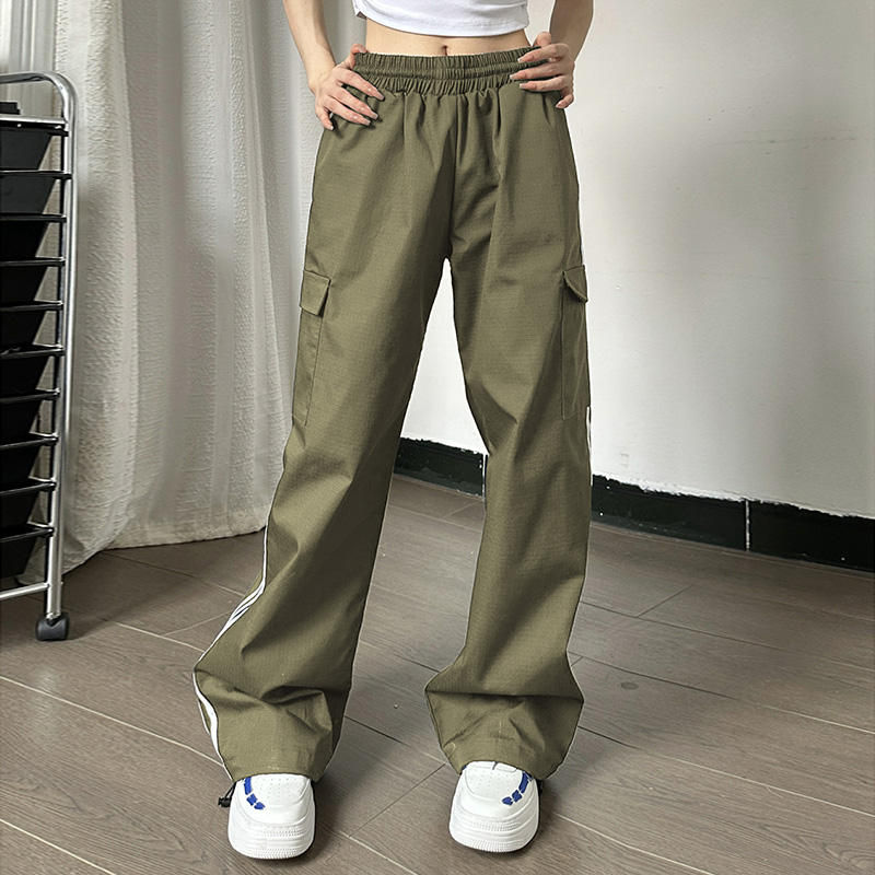 Chikiwiki Elastic High Waisted Drawstring Casual Pants For Women