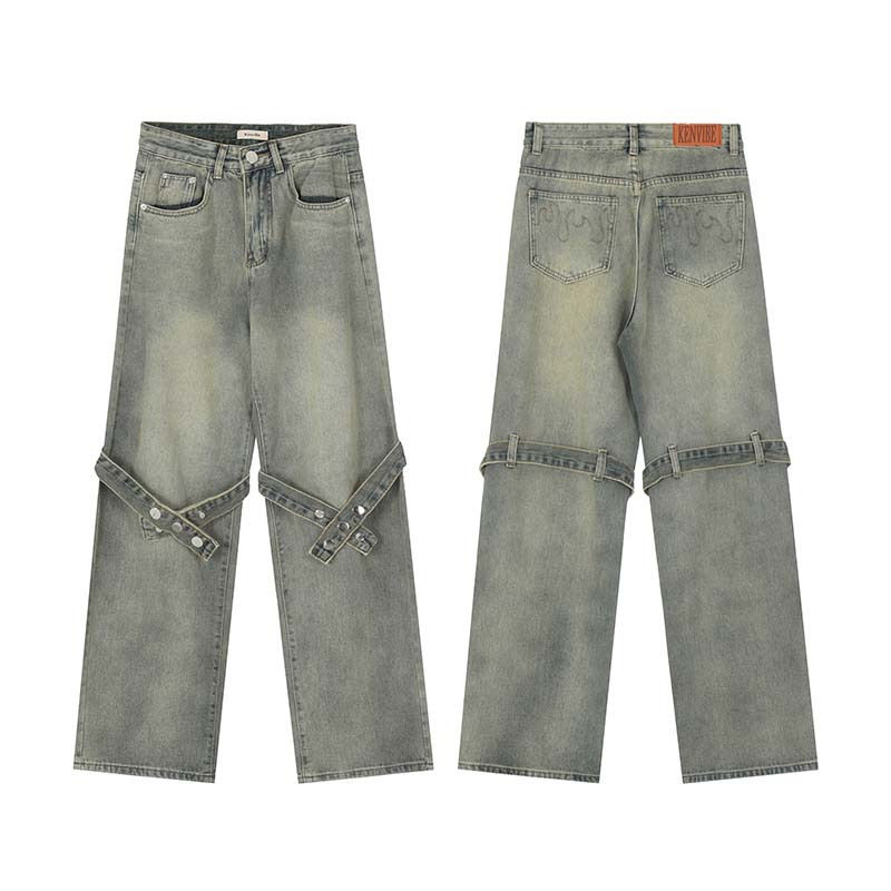 Chikiwiki Vintage Washed And Worn Straight Jeans