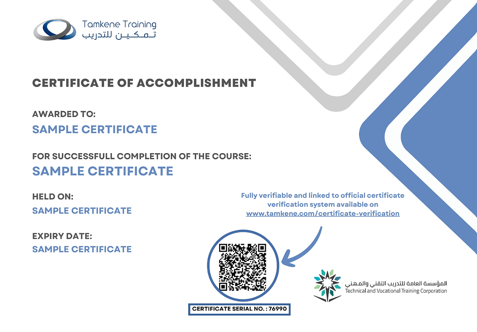 How to verify a certificate or a card from Tamkene?