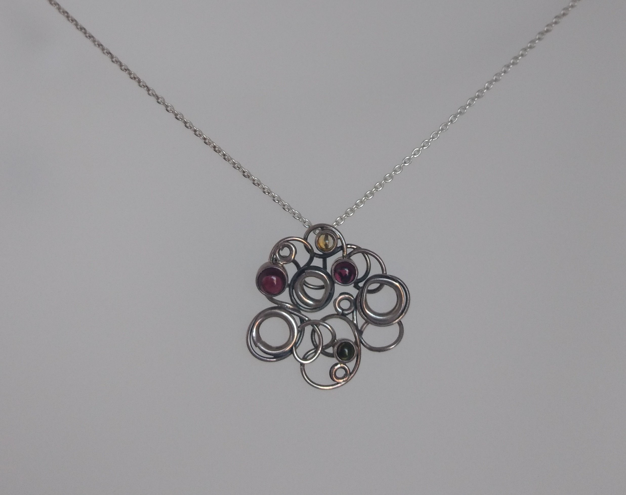 Pendants sterling silver bubbles and color stones