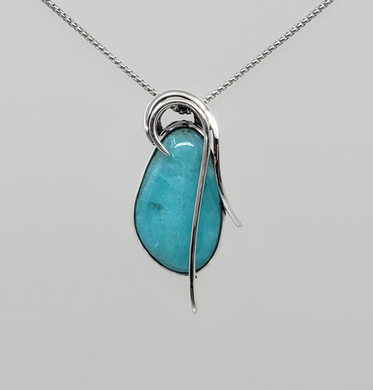 Pendant with amazonite in sterling silver