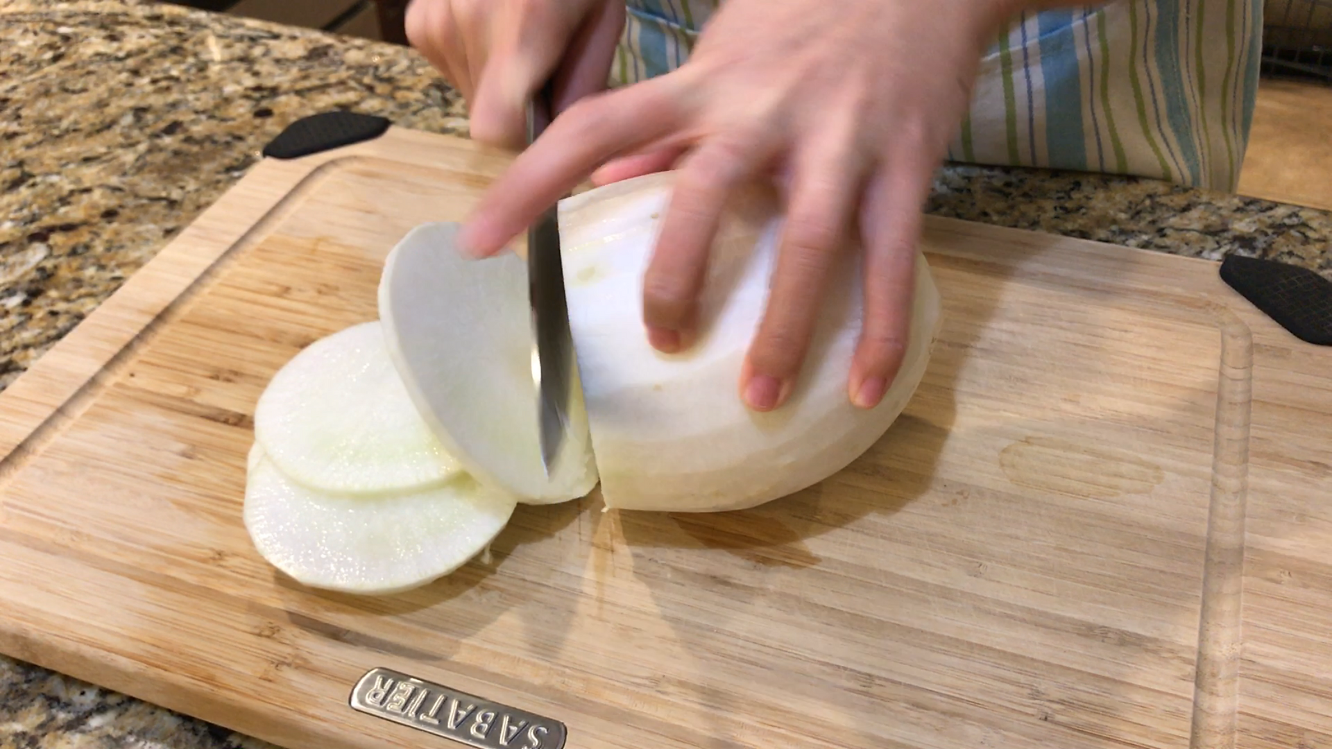 First slice Korean radish