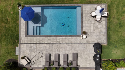 overhead view of custom concrete pool built in fayetteville ga