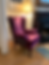 Thumbnail: Wingback chair in purple and floral velvet
