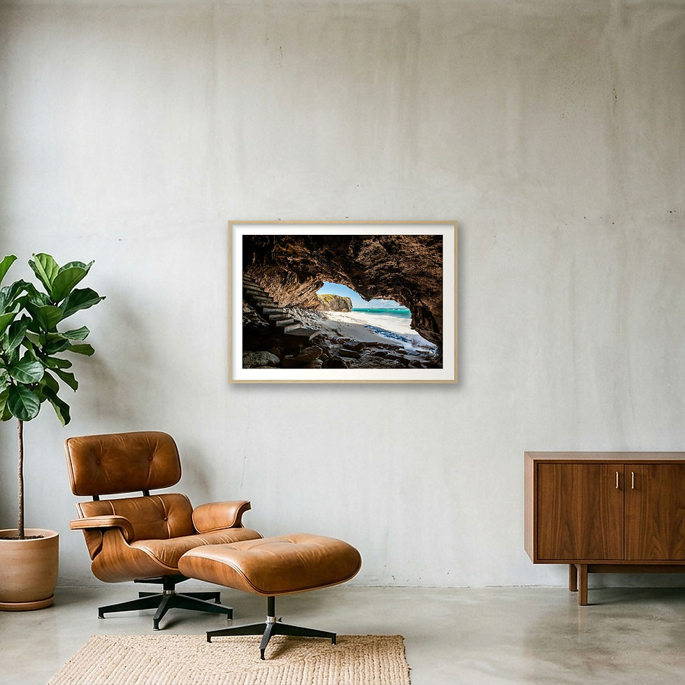 Thumbnail: Limestone sea cave framing turquoise Caribbean water and white sand beach in Turks and Caicos tropical coastal landscape phot