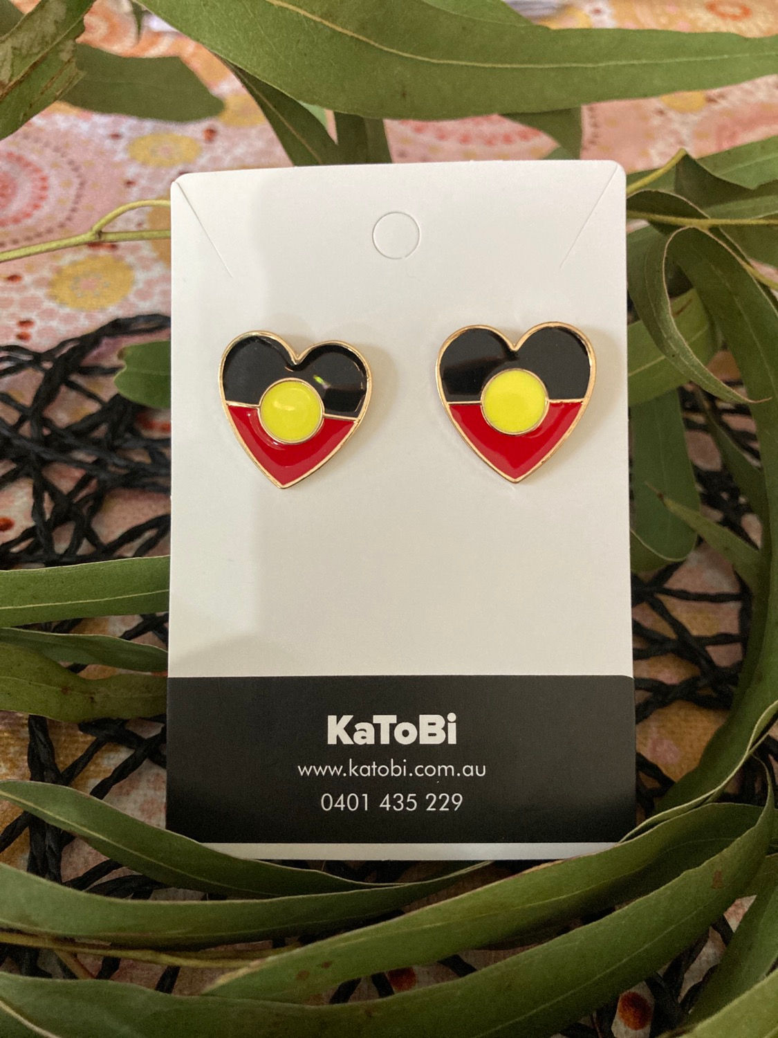 Aboriginal  Flag Heart Earrings 