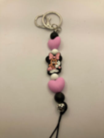Pink  Minnie Mouse Keyring / BagTag 