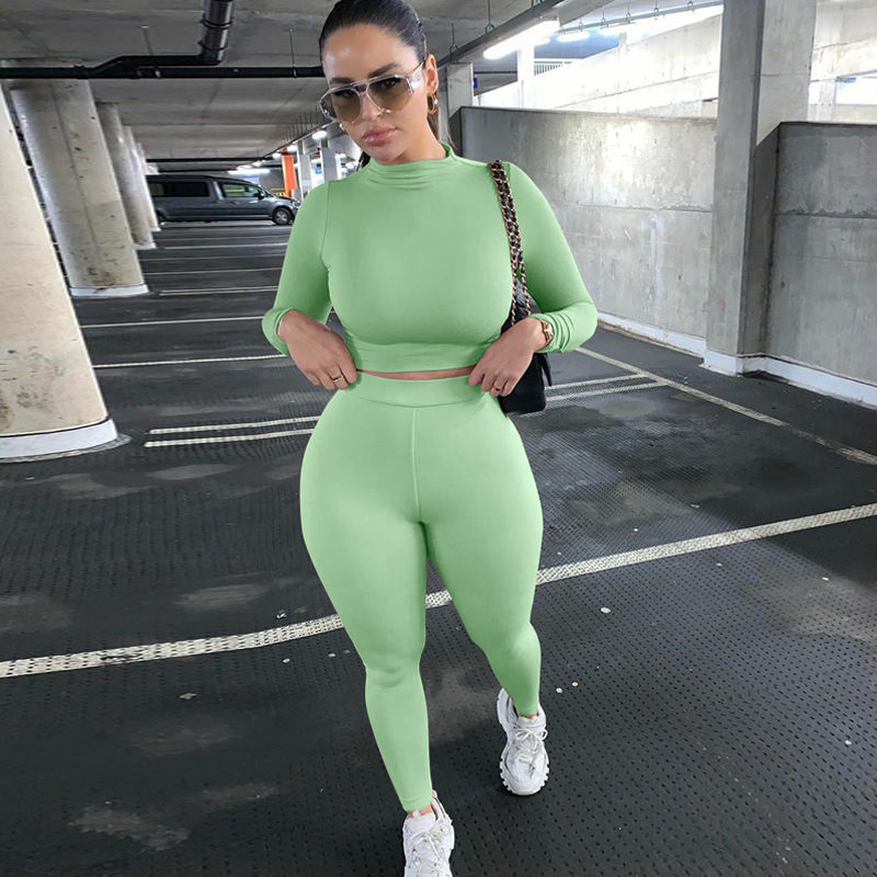 Thumbnail: casual sport fitness crop top yoga due pezzi set donne abbigliamento