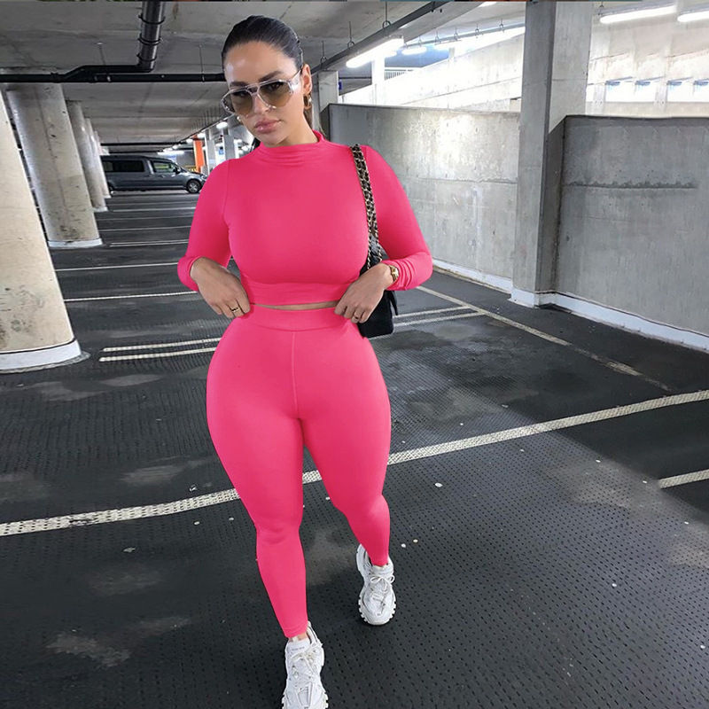 Thumbnail: casual sport fitness crop top yoga due pezzi set donne abbigliamento
