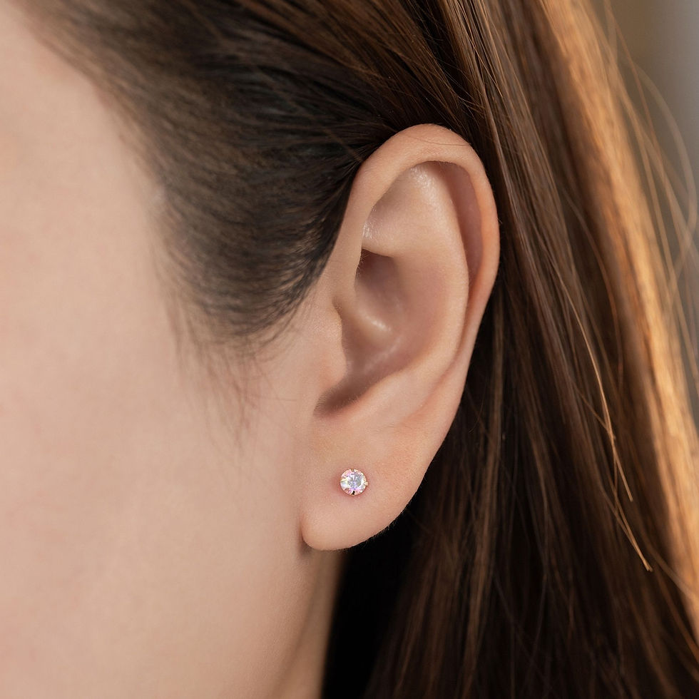 Miniatura: 14K (58.5%) SOLID GOLD WHITE AURORA CUBIC PIERCING