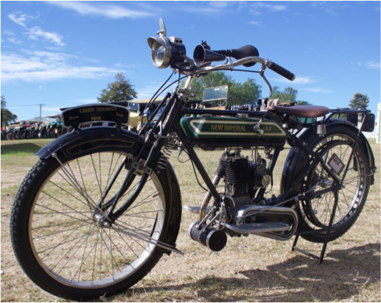 John Burke’s 1916 New Imperial which was ridden by his nephew Brendon Burke