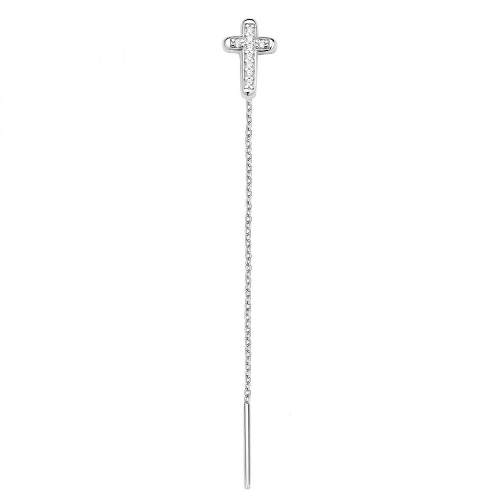 ROSATO orecchino singolo saliscendi con croce collezione BIANCA - RZBI40