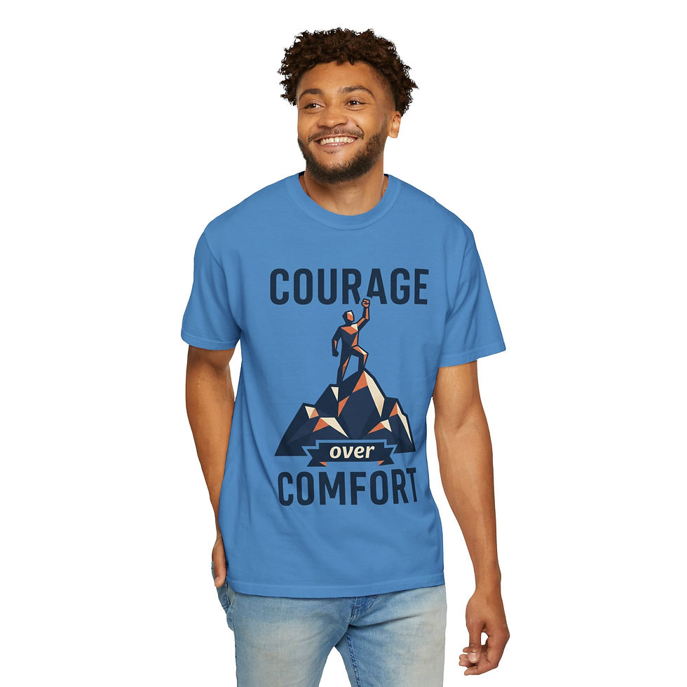 Thumbnail: Courage Over Comfort T-Shirt — Motivational Mountain Climber Tee
