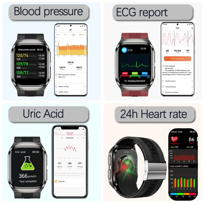Thumbnail: New Air Pump Airbag True Blood Pressure Health Measure Smart Watches Men Micro P