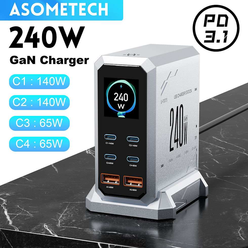 Thumbnail: 240W GaN Charger PD3.1 140W USB Type C 6 Ports PPS PD Desktop Fast Charging Stat
