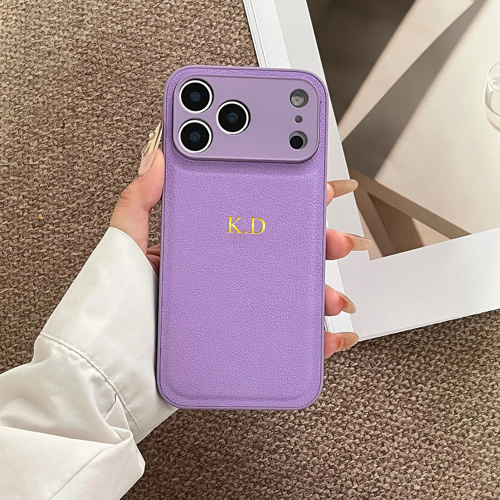 Thumbnail: Personalized Luxury Customized Name 3D DIY Hot Engrave Faux Leather Phone Case F