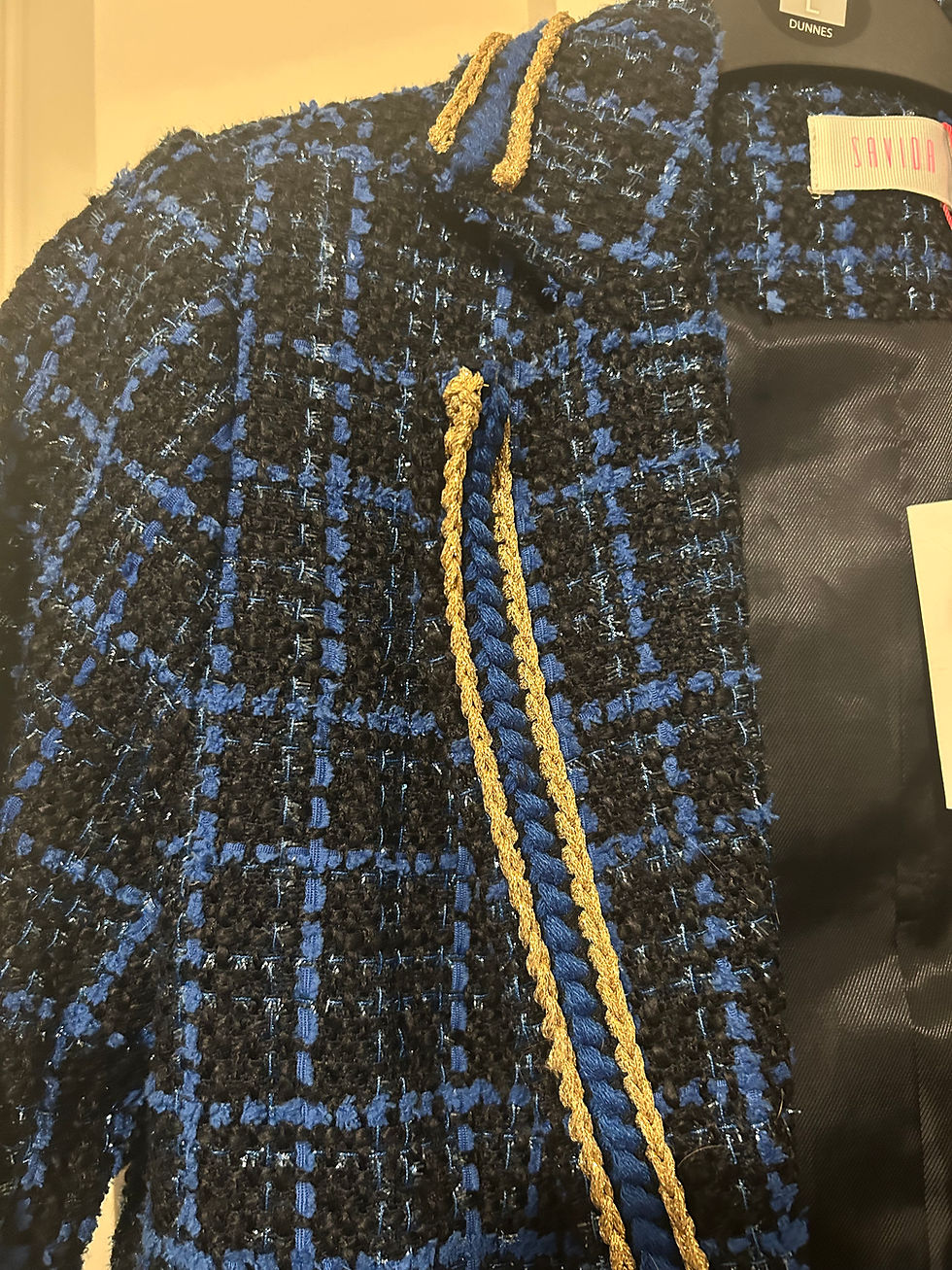 Thumbnail: Savida Navy Blue Tweed Blazer size M BNWT