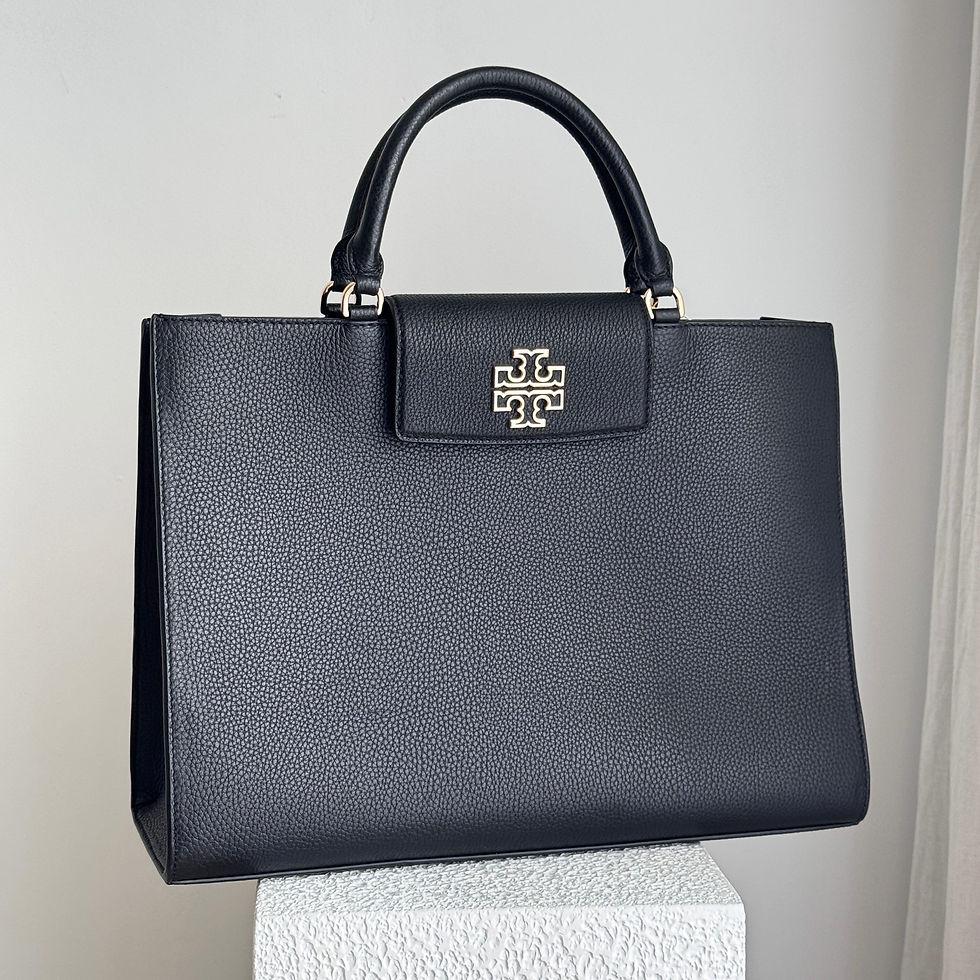 Thumbnail: Tory Burch Large Tote in Black Leather .. top handles & crossbody … As new 