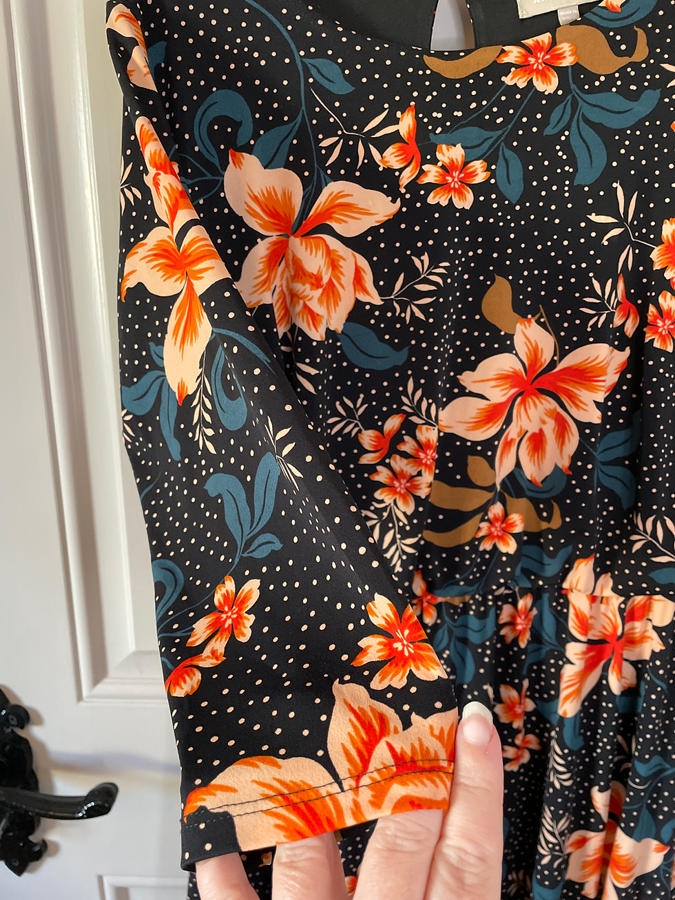 Thumbnail: Anthology Navy Dress with Orange & Cream Flowers Size 14 .. worn once