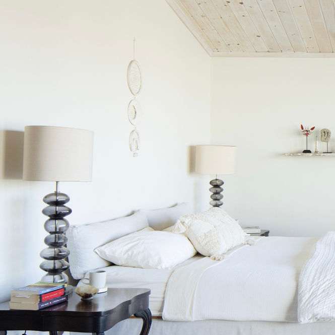 Bright and airy coastal bedroom in Venice Beach California home