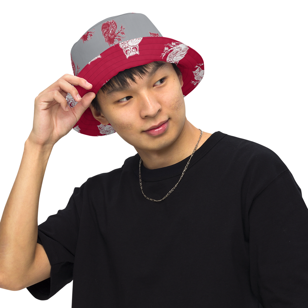 Thumbnail: University Inspired Reversible Cherry & Grey Bucket Hat