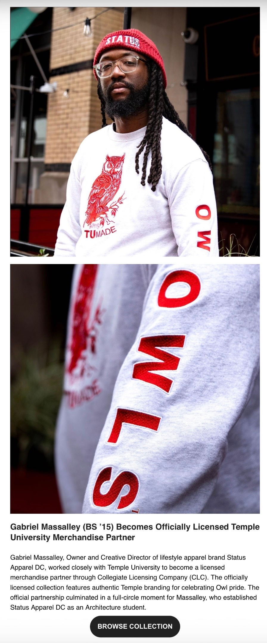 From Temple Student to Officially Licensed Partner: Status Apparel DC Featured by Tyler Alumni