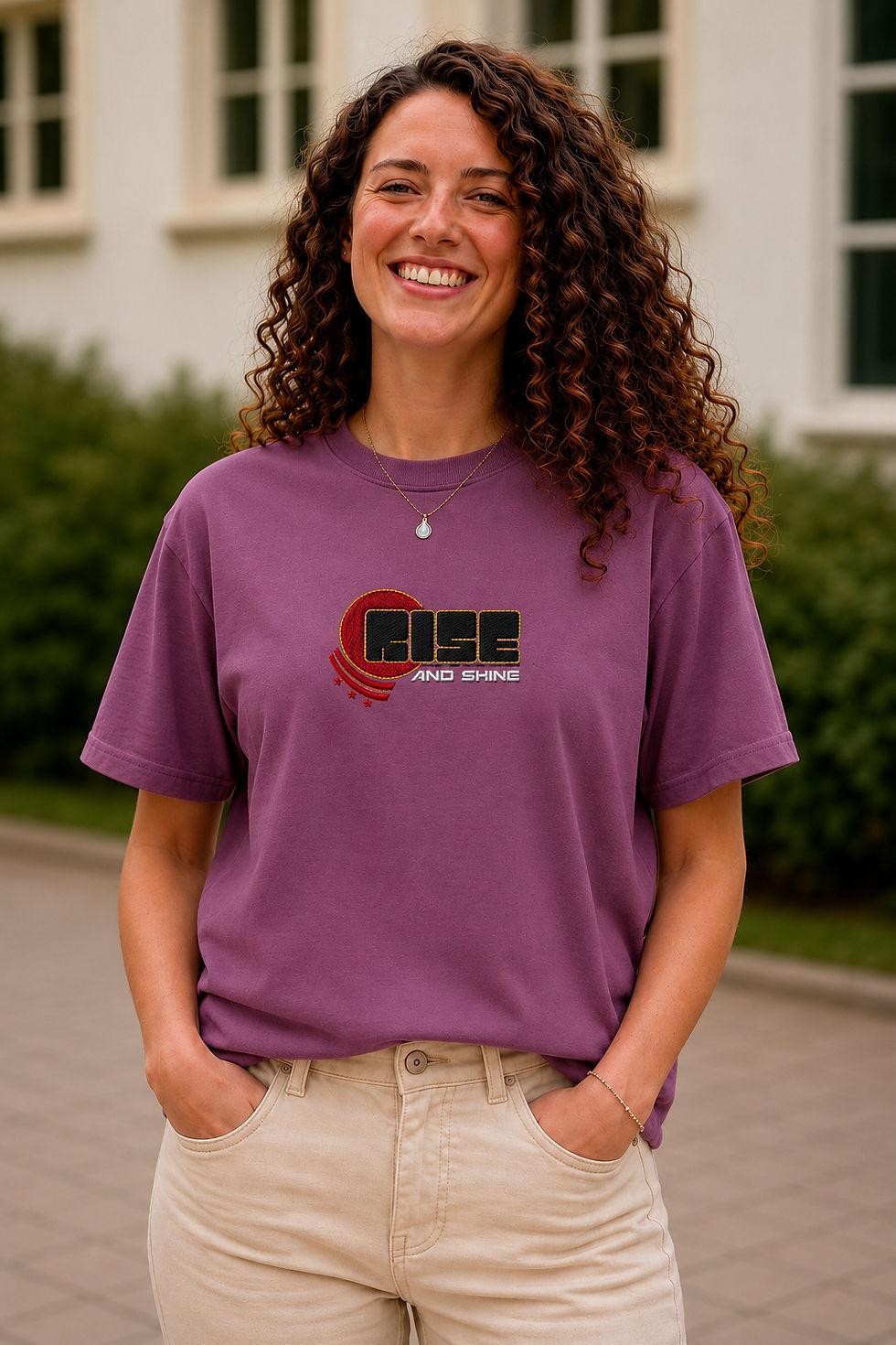 Thumbnail: "RISE AND SHINE" Garment-Dyed Embroidered Heavyweight Tee