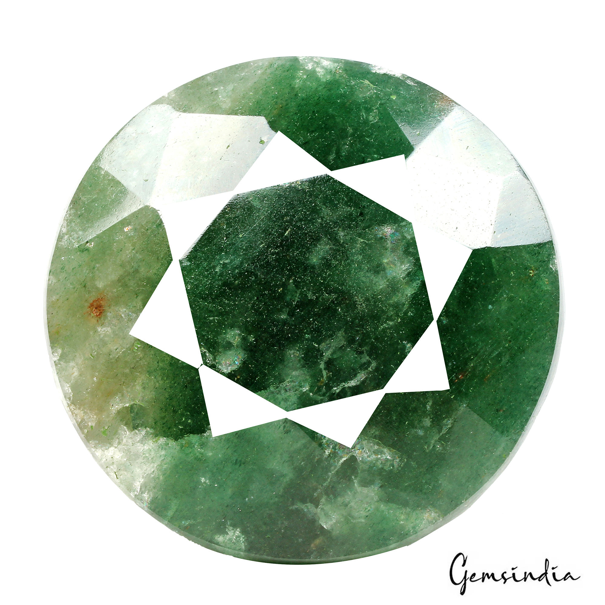 3830 Ct Natural Untreated Green Strawberry Quartz Round Faceted Huge Size Gems