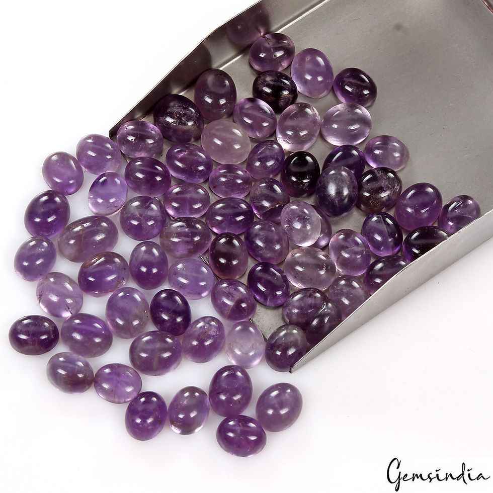 Miniature : 320 Ct Natural Untreated Purple Amethyst Oval Cab Gems Lot 65 Pcs For Jewelry