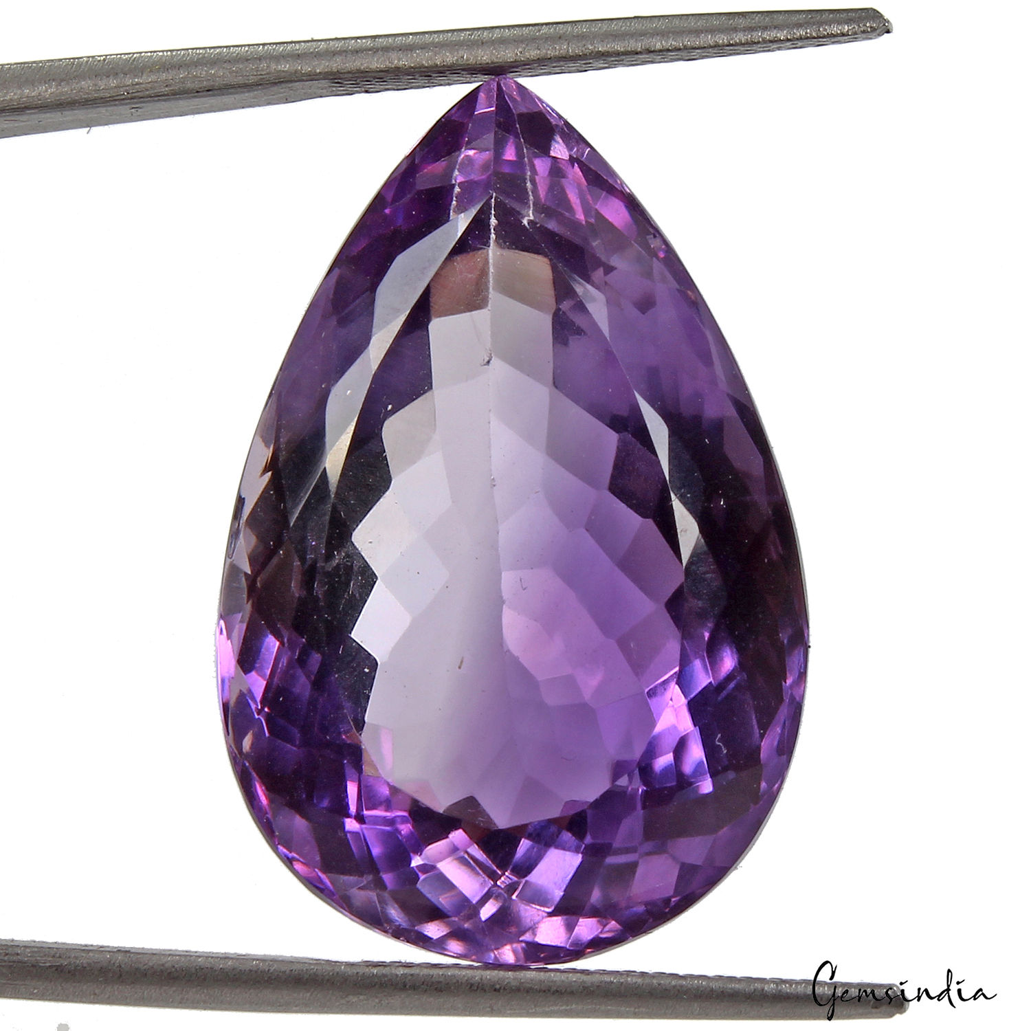 VVS 25.50 Cts Natural Amethyst 24x15mm Pear Custom Cut Sparkling Purple Gemstone