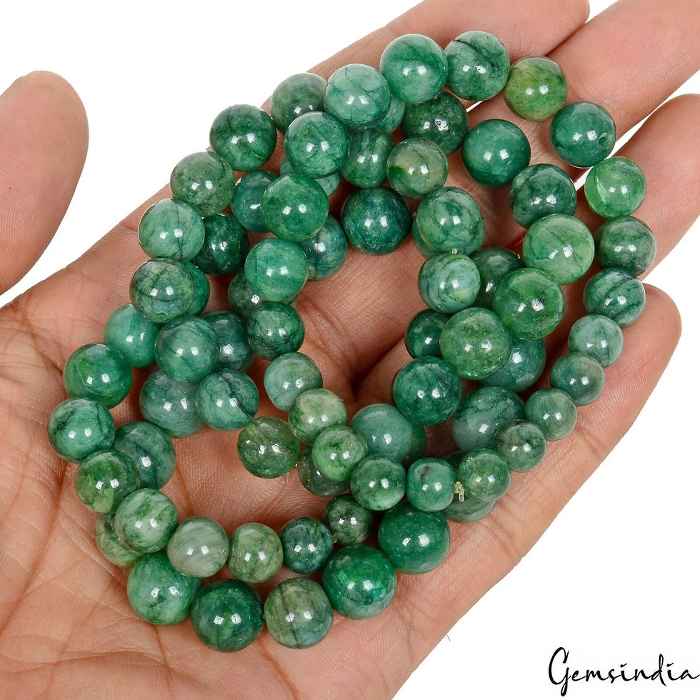 Miniatura: 4 Pcs Set Natural Green Emerald Rondelle Cab Beaded Stretchable Bracelet~6 Inch