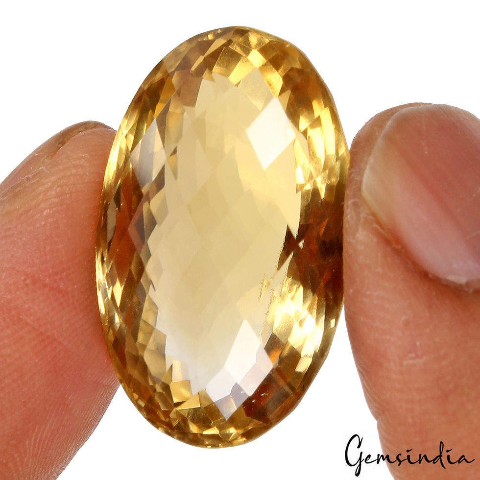 Miniatura: 42.70 Ct Natural Brazilian Yellow Citrine Oval Checker Cut Loose Gem For Pendant