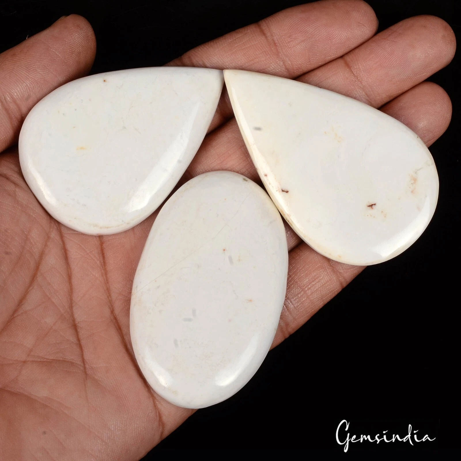 418.15 Cts/3 Pcs Natural White Buffalo Turquoise Mix Cab 56-63mm Loose Gems Lot