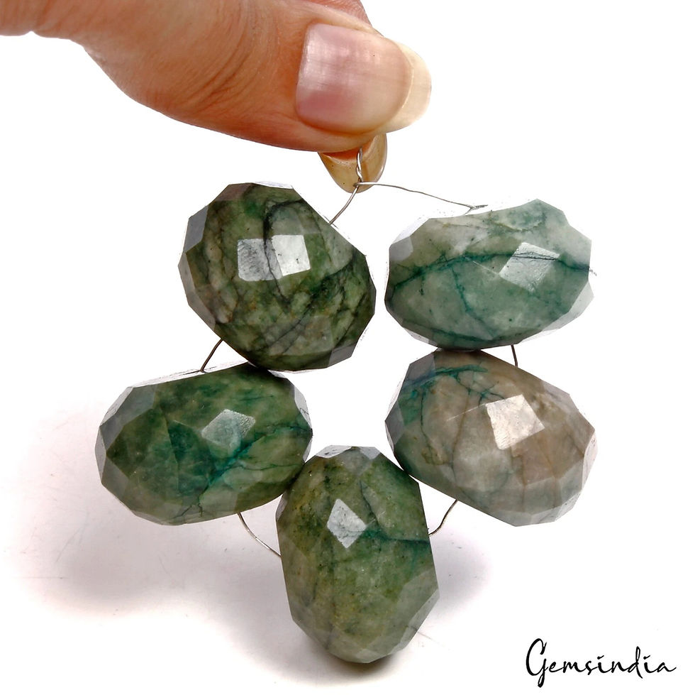 Miniatura: 460 Ct Natural Green Emerald Round Faceted 25-26mm Drilled Huge Size Beads Lot